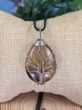 Tiger's Eye Tree of Life Necklace #78